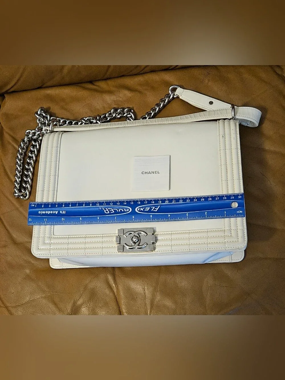 Chanel Boy Cream Leather High-End Luxury Chain Shoulder Bag (LIMITED EDITION)